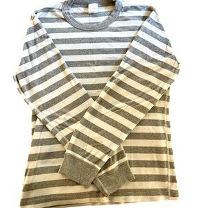 EUC - Hanna Andersson Pajama Shirt - Size Unisex Small, Heather Gray Stripe